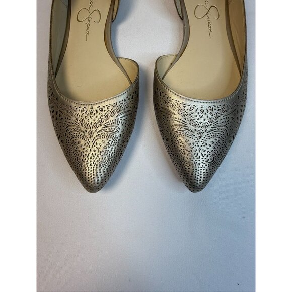 Jessica Simpson Women Flats 6M Gold Synthetic Cutout Pointed Toe Slip On Shoes - Picture 4 of 12